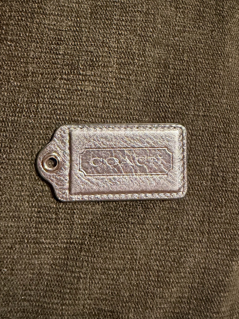 Authentic Coach Metallic Silver Leather Hangtag Charm 3” x 1.5”